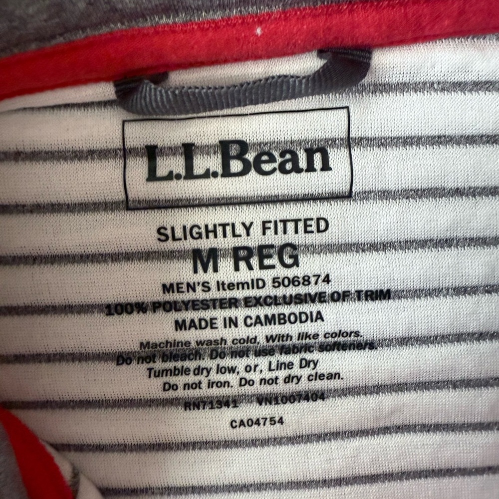 L.L. Bean Men’s Gray and Red Quarter Snap Pullover - Medium - Picture 2 of 3
